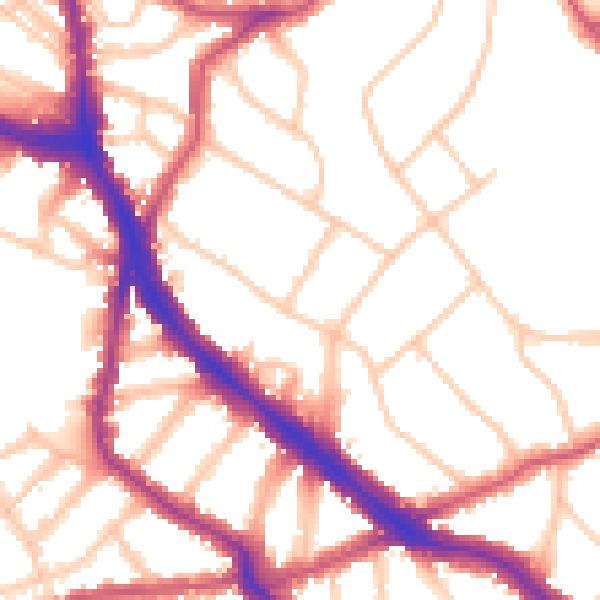 Daytime road noise heatmap for NW3 7SP