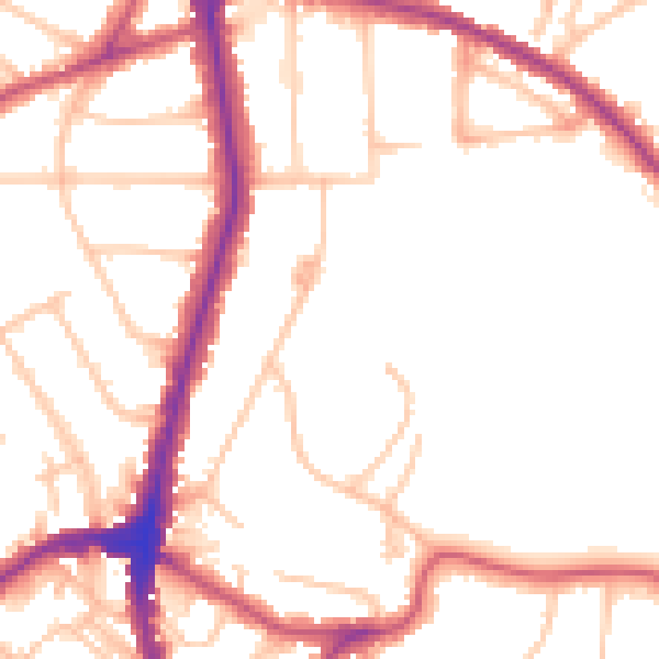 Daytime road noise heatmap for NW3 7TU