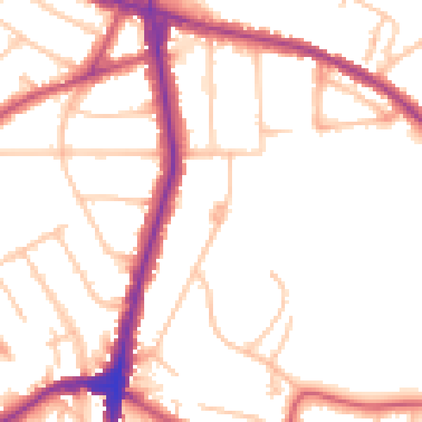 Daytime road noise heatmap for NW3 7UA