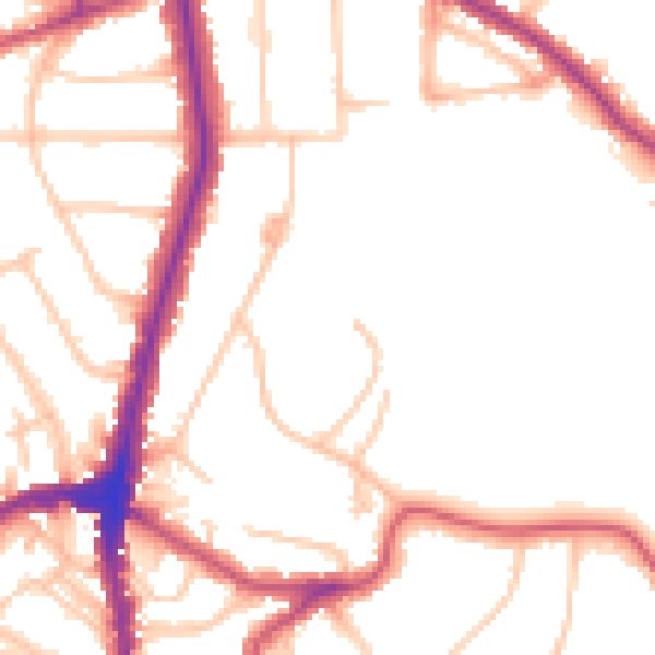 Daytime road noise heatmap for NW3 7UL