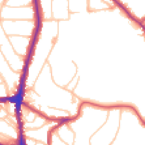 Daytime road noise heatmap for NW3 7UP
