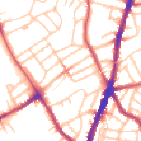 Daytime road noise heatmap for NW5 1DG