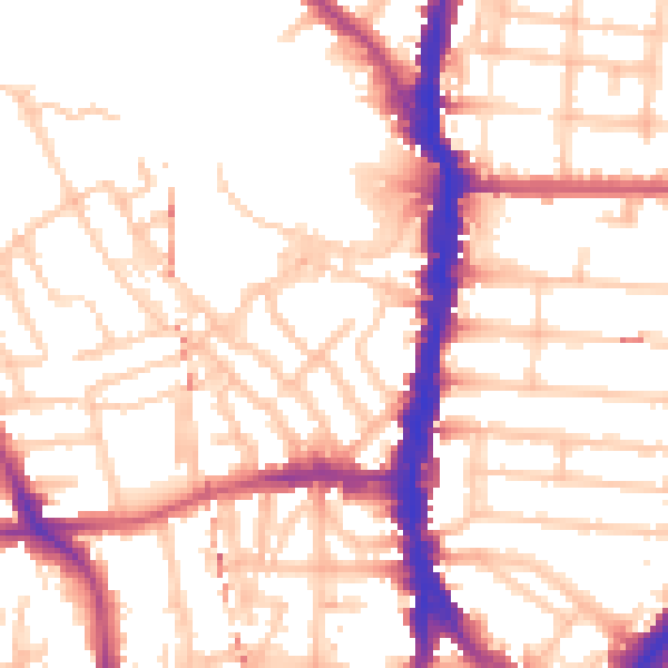 Daytime road noise heatmap for NW5 3BT