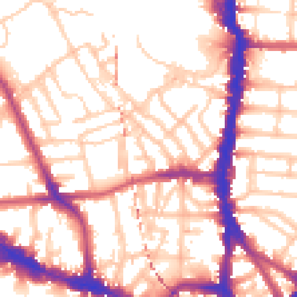 Daytime road noise heatmap for NW5 3EA