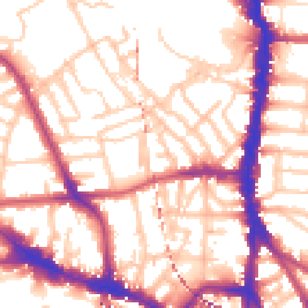 Daytime road noise heatmap for NW5 3ED
