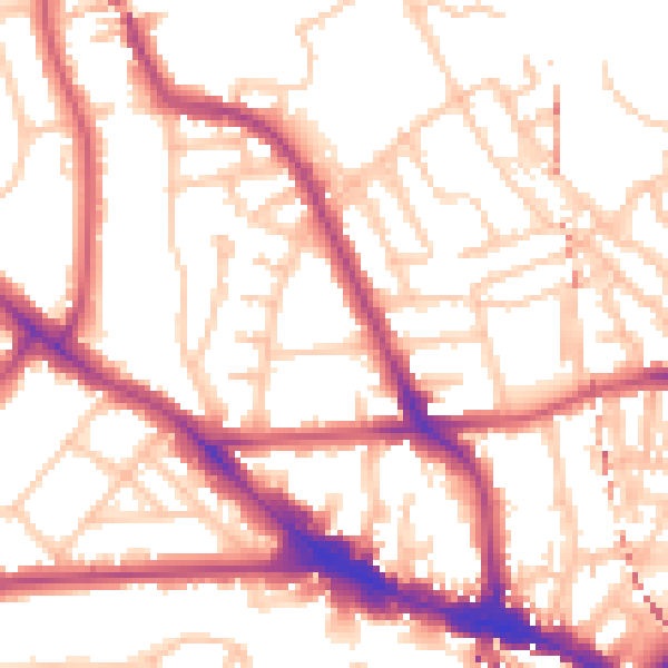 Daytime road noise heatmap for NW5 4DD