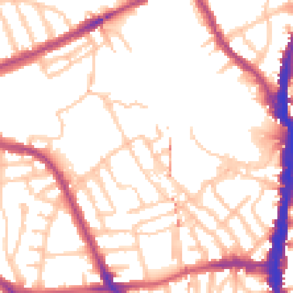Daytime road noise heatmap for NW5 4DL