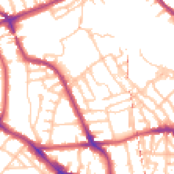 Daytime road noise heatmap for NW5 4NE