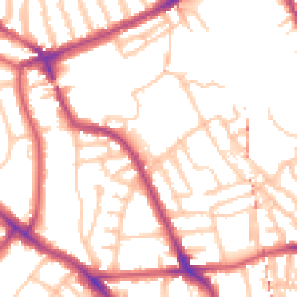 Daytime road noise heatmap for NW5 4QA