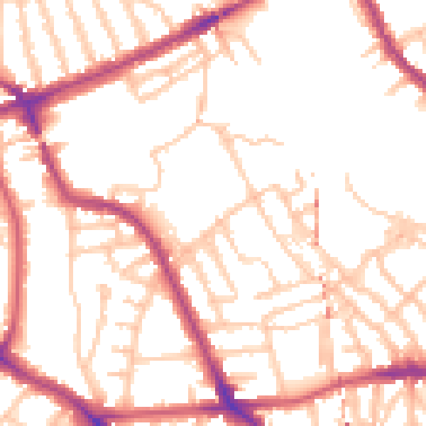Daytime road noise heatmap for NW5 4QB