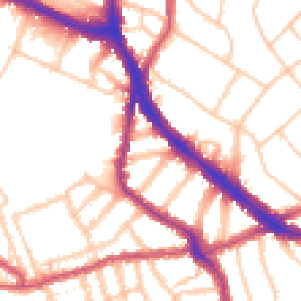 Daytime road noise heatmap for NW6 1DE