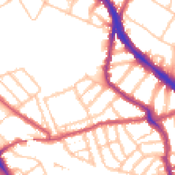 Daytime road noise heatmap for NW6 1EE