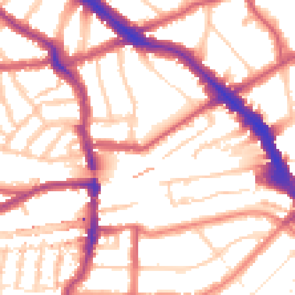 Daytime road noise heatmap for NW6 1XZ