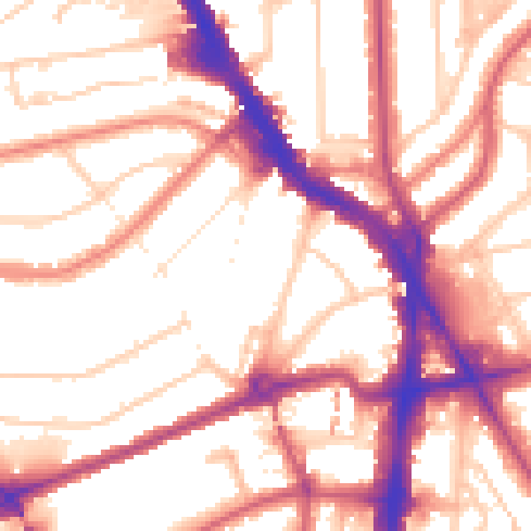 Daytime road noise heatmap for NW6 4EU