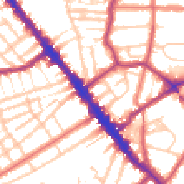 Daytime road noise heatmap for NW6 4PW