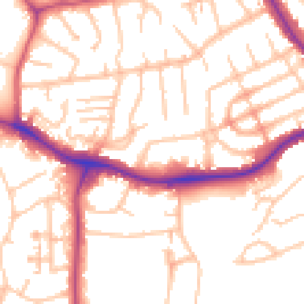 Daytime road noise heatmap for NW9 0BD