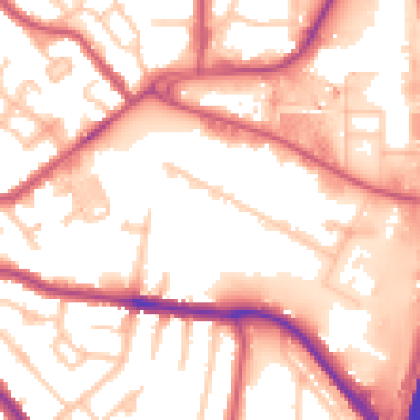 Daytime road noise heatmap for NW9 4ER