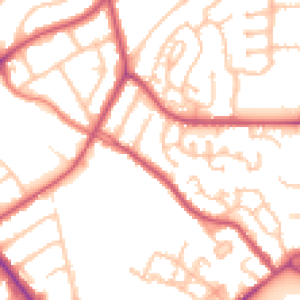 Daytime road noise heatmap for NW9 5EJ