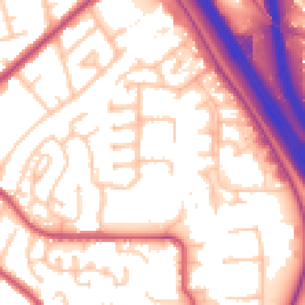 Daytime road noise heatmap for NW9 5TN