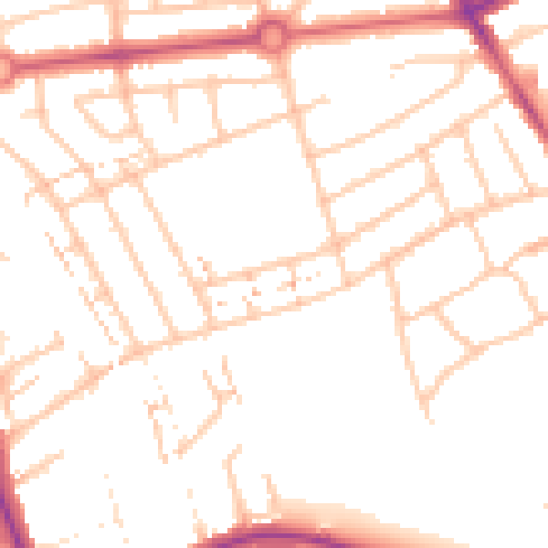 Daytime road noise heatmap for NW9 9LA