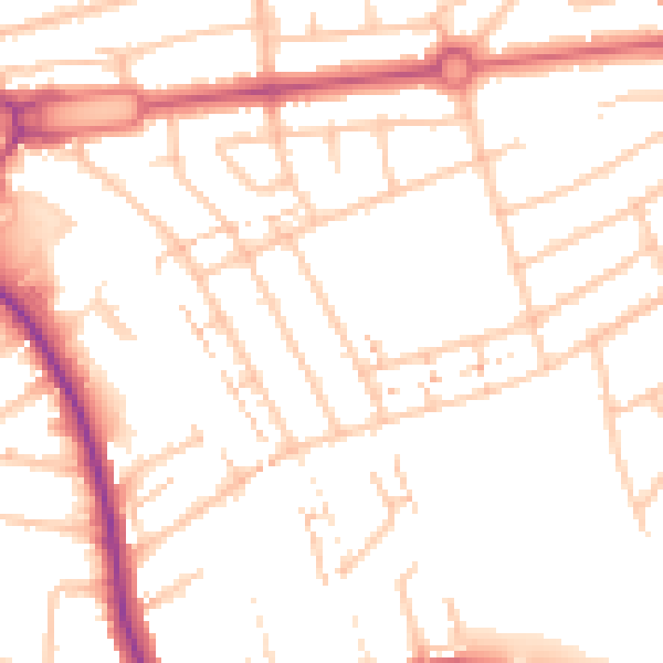 Daytime road noise heatmap for NW9 9LE