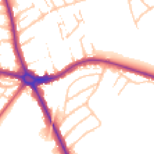 Daytime road noise heatmap for NW9 9PJ