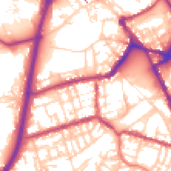 Daytime road noise heatmap for OL11 1EW