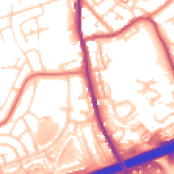Daytime road noise heatmap for OL11 2EL