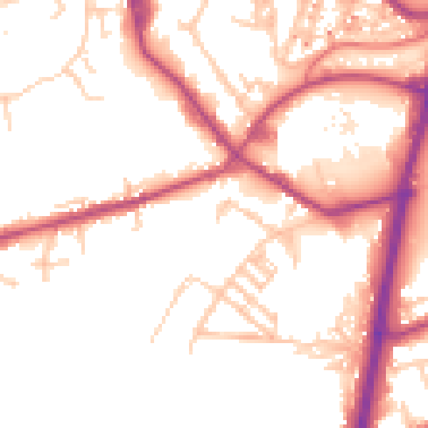 Daytime road noise heatmap for OL11 4EU