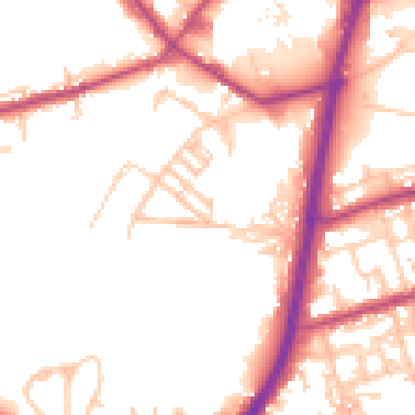 Daytime road noise heatmap for OL11 4HG