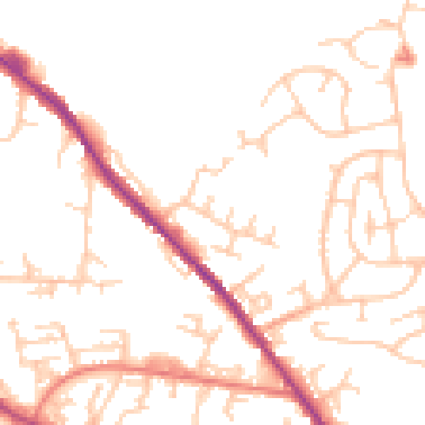 Daytime road noise heatmap for OL12 0SS