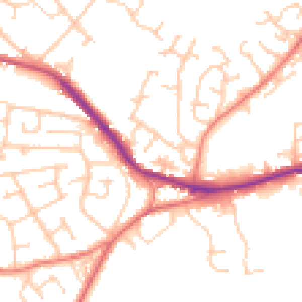 Daytime road noise heatmap for OL12 7QU