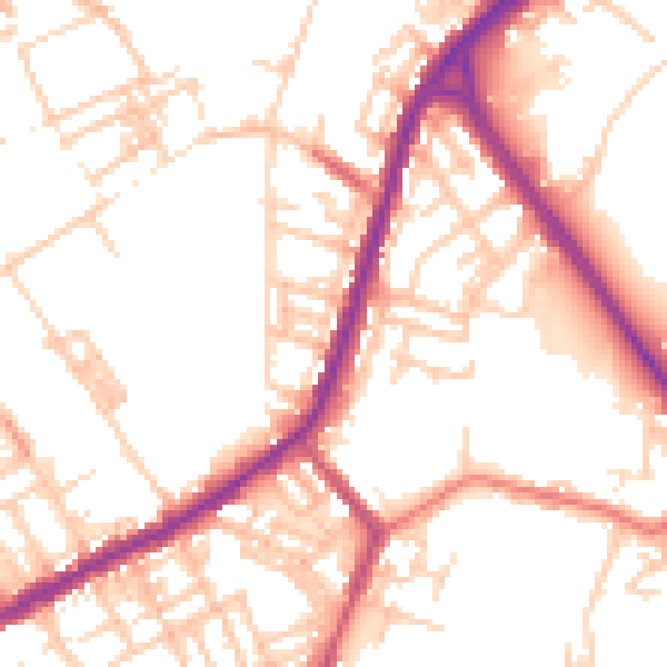 Daytime road noise heatmap for OL12 9BQ