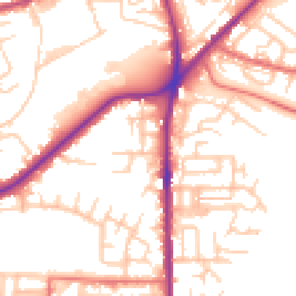 Daytime road noise heatmap for OL2 5AH