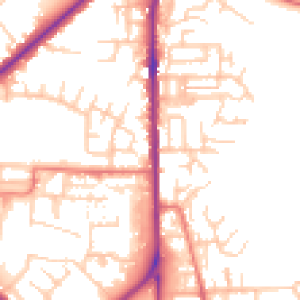 Daytime road noise heatmap for OL2 5AT