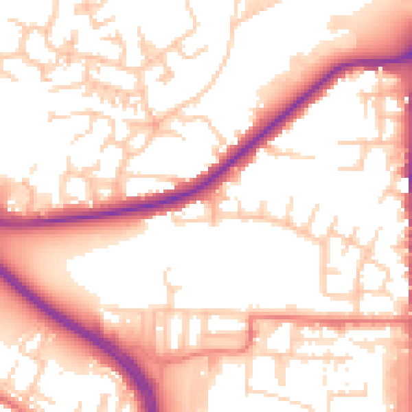 Daytime road noise heatmap for OL2 5BL