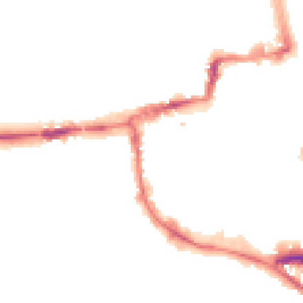 Night-time road noise heatmap for OX1 1JR