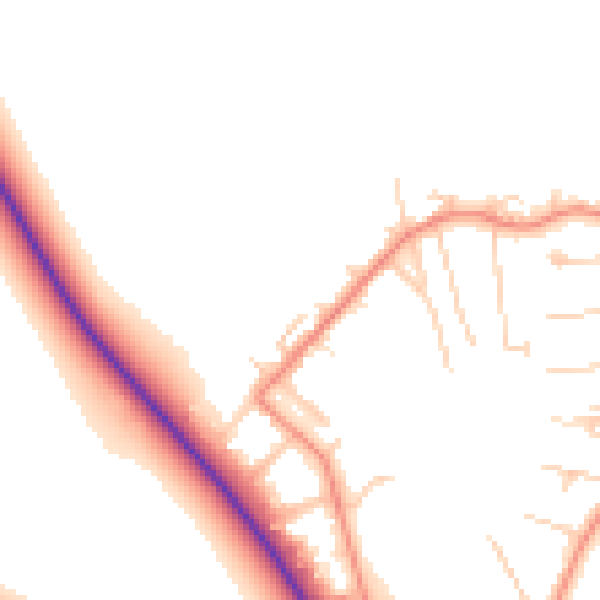 Daytime road noise heatmap for OX10 7NN