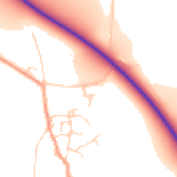 Daytime road noise heatmap for OX10 7PJ