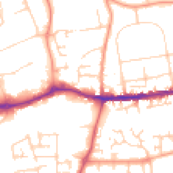Daytime road noise heatmap for OX14 1AA