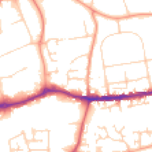 Daytime road noise heatmap for OX14 1AJ