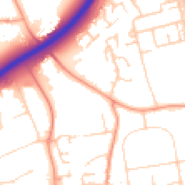 Daytime road noise heatmap for OX14 1BB