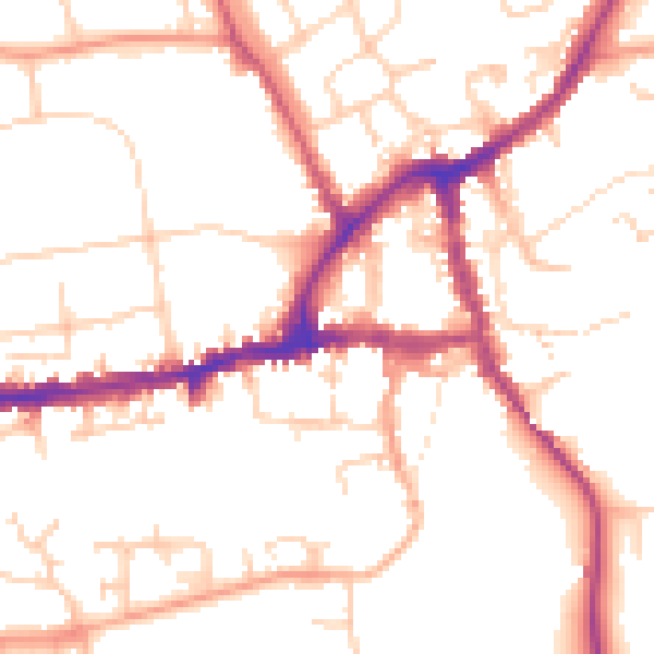 Daytime road noise heatmap for OX14 5AL
