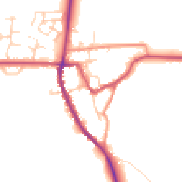 Daytime road noise heatmap for OX15 0SQ