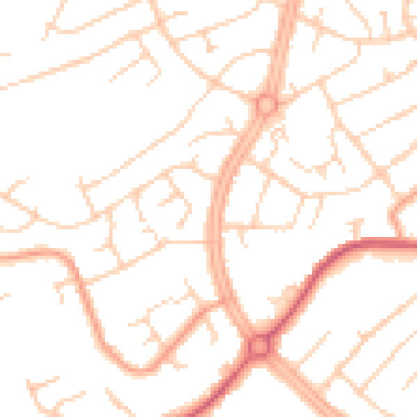 Daytime road noise heatmap for OX16 0AY