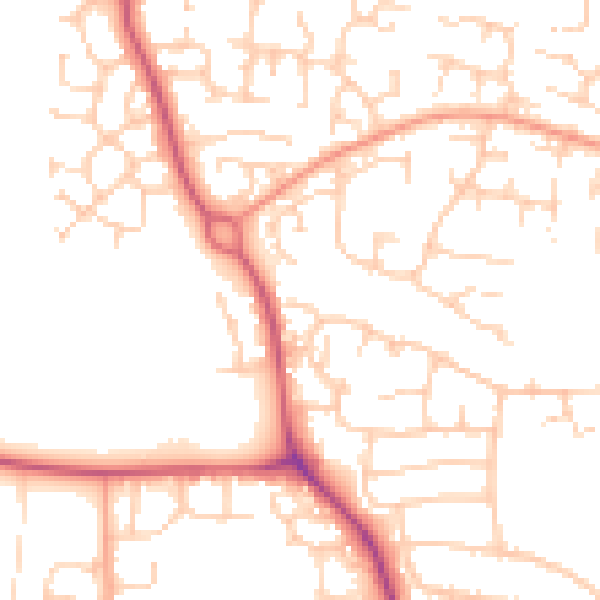 Daytime road noise heatmap for OX16 1BE