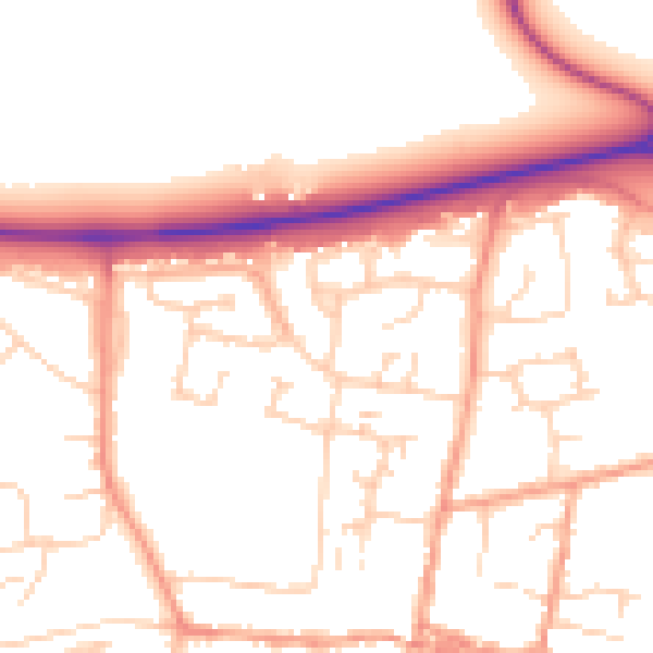 Daytime road noise heatmap for OX29 4NB