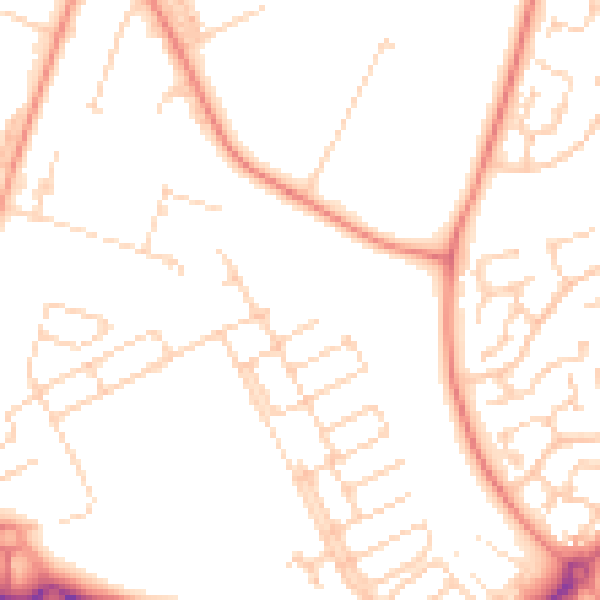 Daytime road noise heatmap for OX29 7DA