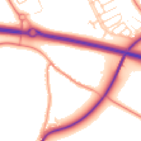 Daytime road noise heatmap for OX29 7NW