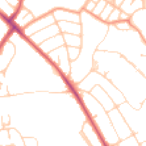 Daytime road noise heatmap for OX3 0AA